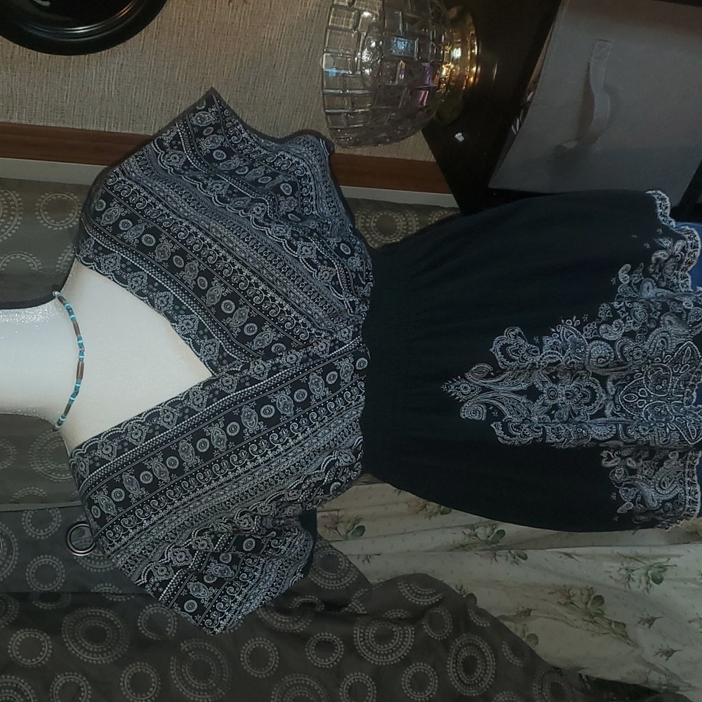 Women's V Neck Empire waist bo ho bandana type shirt top Size L Large